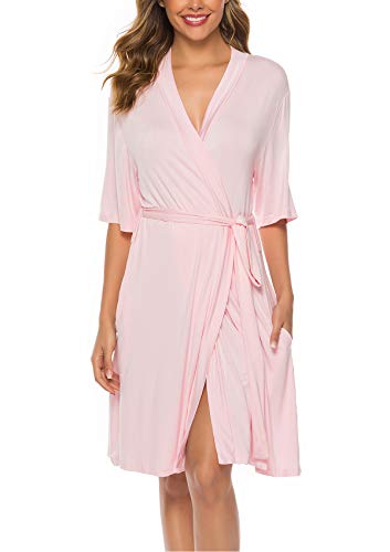 ABirdon Bata Ligera para Mujer Albornoz Ropa de Dormir Suave con para SPA Bañarse Boda