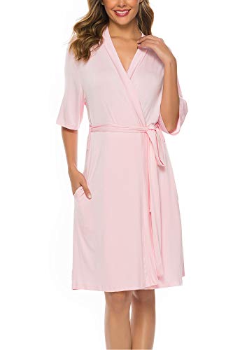 ABirdon Bata Ligera para Mujer Albornoz Ropa de Dormir Suave con para SPA Bañarse Boda