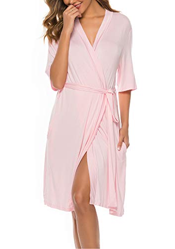 ABirdon Bata Ligera para Mujer Albornoz Ropa de Dormir Suave con para SPA Bañarse Boda