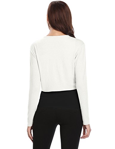 Abollria Bolero Mujer Cárdigan Corta Manga Larga para Fiesta Boda Chaqueta Corta Primavera Torera Elegante Cardigan Abierto con Cuello en V