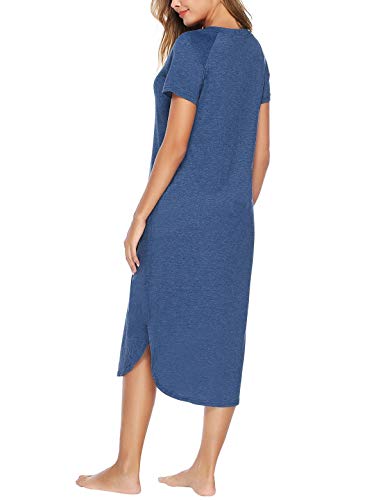 Abollria Camisón Mujer Algodon Verano,Camisones Casual Manga Corta Vestido Informal Cuello en V Tallas Grandes Ropa de Dormir