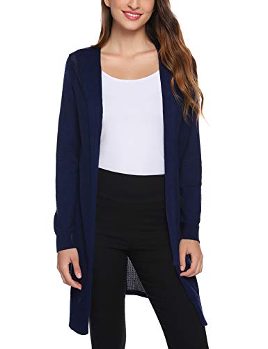 Abollria Cárdigans Largos Casual con Manga Larga para Mujer Chaqueta Punto Elegante Rebeca para Primavera Otoño