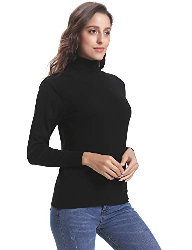 Abollria Elegante Suéter para Mujer Jerséy de Cuello Alto Clásico Pullover de Punto Basic Prendas de Punto Sweater Manga Larga para Otoño Invierno