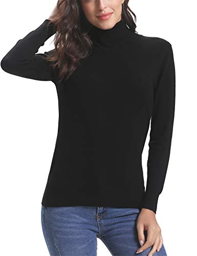 Abollria Elegante Suéter para Mujer Jerséy de Cuello Alto Clásico Pullover de Punto Basic Prendas de Punto Sweater Manga Larga para Otoño Invierno