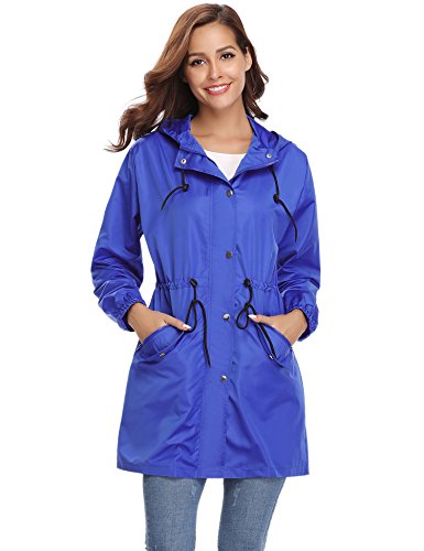 Abollria Impermeables con Capucha para Mujer Chaqueta de Viento y Ligeros Outdoor Cortaviento Manga Larga Rompevientos Larga