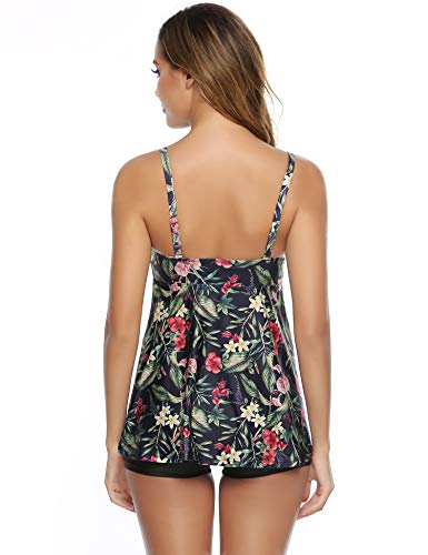 Abollria Mujer Tankinis sin Hombros Conjunto de Bañador Dos Piezas Traje de Baño Sexy Swimsuit Vintage Ropa de Baño para Verano