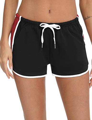 Abollria Pantalones Cortos Deportivos para Mujer Algodón Cintura Elástica Ajustable Verano Pantalones Yoga Correr Ejercicio
