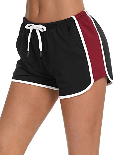 Abollria Pantalones Cortos Deportivos para Mujer Algodón Cintura Elástica Ajustable Verano Pantalones Yoga Correr Ejercicio