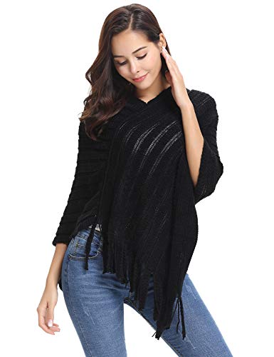 Abollria Ponchos y Capas de Punto Elegante Invierno Chal Vintage para Mujer Mantón Bufanda Larga