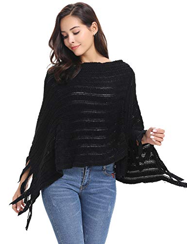 Abollria Ponchos y Capas de Punto Elegante Invierno Chal Vintage para Mujer Mantón Bufanda Larga