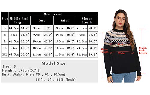 Abollria Retro Suéter de Navidad para Mujer Noruega Jerséy Clásico Pullover de Punto Navideños Sweater para Otoño Invierno