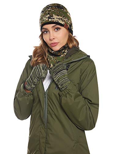 Abollria Set de Bufanda, Gorro y Guantes Touch Screen Unisex para Mujer Hombre Invierno para Ciclismo Correr Esquí Vacaciones