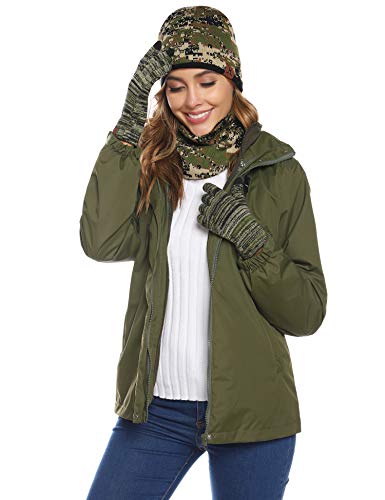 Abollria Set de Bufanda, Gorro y Guantes Touch Screen Unisex para Mujer Hombre Invierno para Ciclismo Correr Esquí Vacaciones