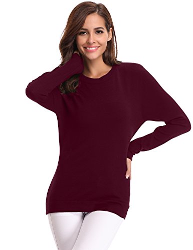 Abollria Suéter Elegante para Mujer Clásico Jerséy Invierno Cuello Redondo Pullover de Punto Otoño Manga Larga