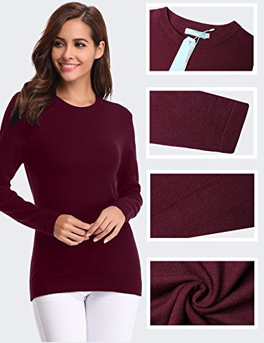 Abollria Suéter Elegante para Mujer Clásico Jerséy Invierno Cuello Redondo Pullover de Punto Otoño Manga Larga