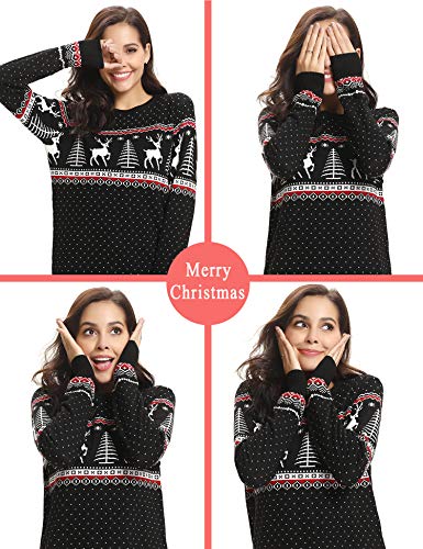 Abollria Suéteres Navideños Jersey de Navidad Pullover de Punto para Mujer Hombre Nina Niño