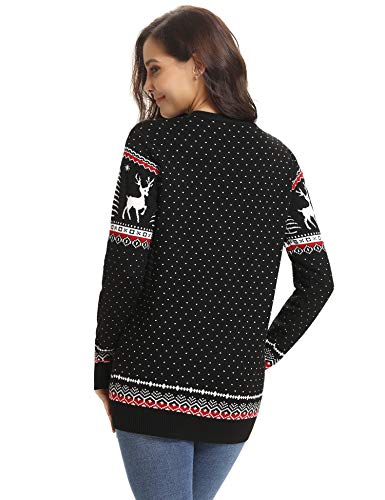 Abollria Suéteres Navideños Jersey de Navidad Pullover de Punto para Mujer Hombre Nina Niño
