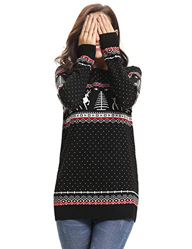 Abollria Suéteres Navideños Jersey de Navidad Pullover de Punto para Mujer Hombre Nina Niño