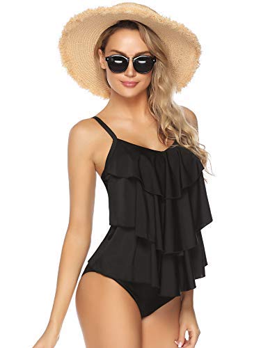 Abollria Traje de Baño en Dos Piezas Sexy Mujer Tankini Vest + Short de Baño Traje Conjunto de Bañador Swimsuit para el Mar, Playa, Piscina, Fiesta, Vacaciones