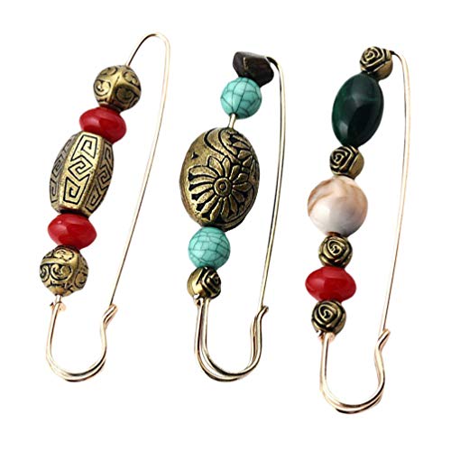 ABOOFAN 3 Piezas Broche de Rebeca Grande Suéter Vintage Clips de Chal Ropa Retro Clips de Vestido Chal Pin de Solapa de Pecho para Mujeres 8. 6X3x2cm