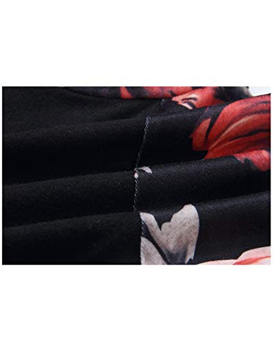 ABRAVO Mujer Sudadera con Capucha Manga Larga Jerséis Sueltos Sudadera con Estampado la Camiseta Otoño Invierno Mujer Chándal,Negro,L