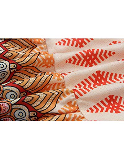Abravo Mujer Vestido Bohemio Corto Florales Nacional Verano Vestido Casual Magas Cortas Chic de Noche Playa Vacaciones (2XL=EU42-44, Naranja-1)