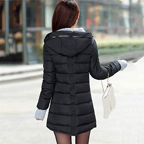 Abrigo de Cremallera Acolchado Chaqueta Largo con Capucha de Manga Larga para Mujer Invierno Parka Pullover Hanyixue