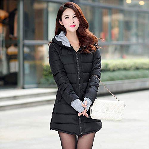 Abrigo de Cremallera Acolchado Chaqueta Largo con Capucha de Manga Larga para Mujer Invierno Parka Pullover Hanyixue