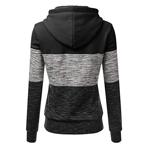Abrigo De Invierno con Capucha De Las Mujeres Patchwork Chaqueta con Cremallera De Lana Caliente Abrigo De AlgodóN con Capucha Casual Outwear Sudadera con Capucha Deportiva riou
