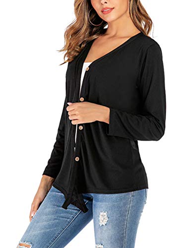 Abrigo de Manga Larga Camisetas sin Mangas Mujer Waffle para Mujer Tejido Blusa Túnica Nudo de Corbata Henley Tops Camisas Sueltas de Corte Suelto