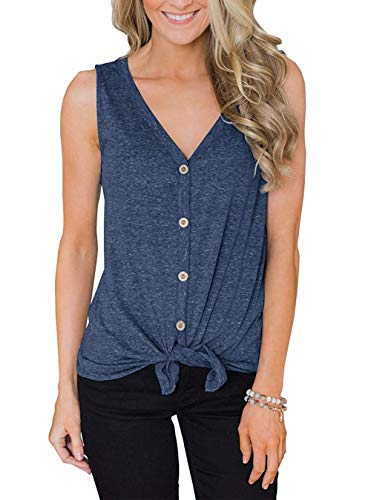 Abrigo de Manga Larga Camisetas sin Mangas Mujer Waffle para Mujer Tejido Blusa Túnica Nudo de Corbata Henley Tops Camisas Sueltas de Corte Suelto