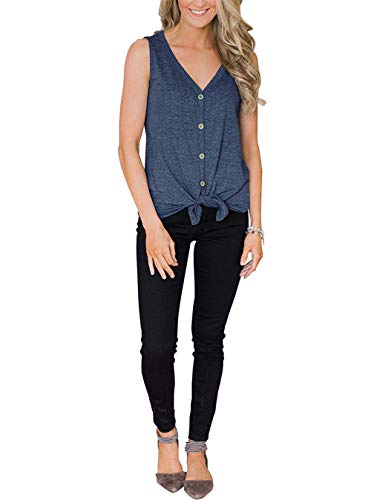 Abrigo de Manga Larga Camisetas sin Mangas Mujer Waffle para Mujer Tejido Blusa Túnica Nudo de Corbata Henley Tops Camisas Sueltas de Corte Suelto