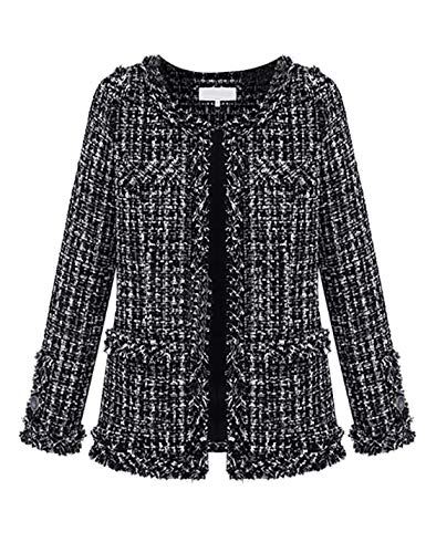 Abrigo Informal De Invierno De Manga Larga Chaqueta Gruesa Elegante para Mujer Negro S