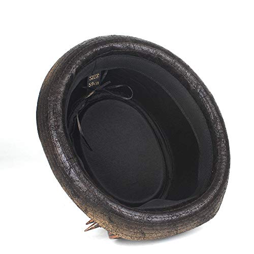 Accesorios sombrero de ala ancha diario Pintura metalizada cuero de los hombres de oro Pork Pie Hat for obtener el sombrero de Fedora de Steampunk del caballero del sombrero plano Gear Gafas Porkpie s