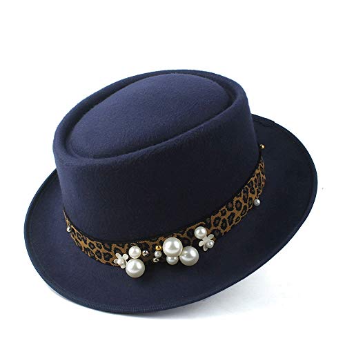 Accesorios Sombrero de ala Ancha Diario Tamaño 58CM Moda Pork Pie Hat for Hombres Fedora Hat LadyPorkpie Church Fascinator Hat Pop Trilby Hat (Color : Blue, Size : 58)