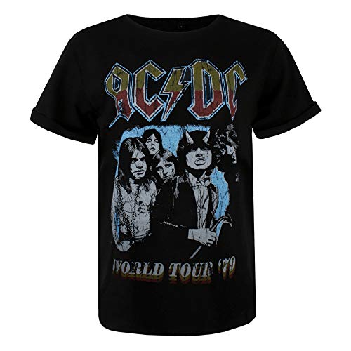 AC/DC World Tour 79 Camiseta, Negro (Black Blk), 42 (Talla del Fabricante: Large) para Mujer