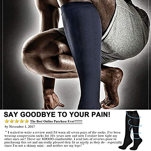 Acexy Calcetines de compresión (7 pares) para mujeres y hombres, para correr, enfermeras, circulación y recuperación