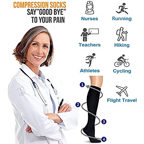 Acexy Calcetines de compresión (7 pares) para mujeres y hombres, para correr, enfermeras, circulación y recuperación