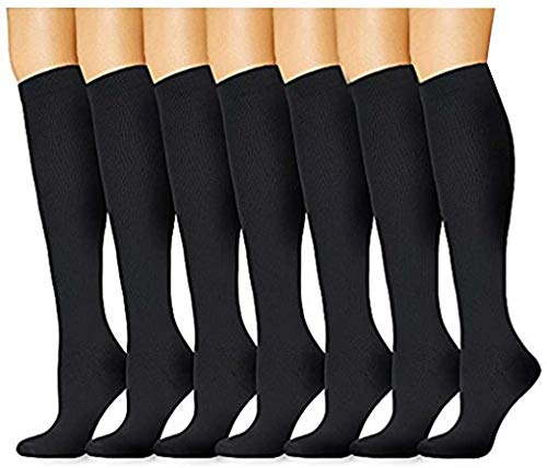 Acexy Calcetines de compresión (7 pares) para mujeres y hombres, para correr, enfermeras, circulación y recuperación
