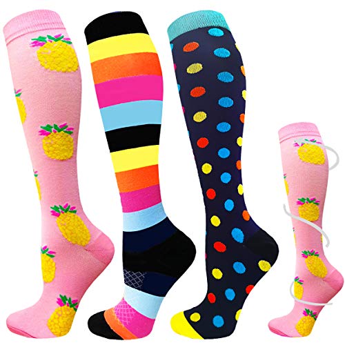 ACTINPUT 3/7 Pares Calcetines de compresión para Mujeres y Hombres 20-25 mmHg es el Mejor atlético, Correr,Escalar Montaña,Vuelo, Viajes, Enfermeras, Edema