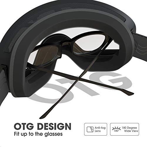 ACURE Gafas de Esquí, Máscara Gafas Esqui Snowboard Esquiar OTG sin Marco Doble Lente con protección Anti Niebla y UV400 para Hombre Mujer Adultos Juventud Jóvenes Chicos Chicas