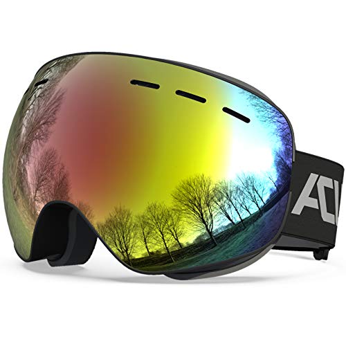 ACURE Gafas de Esquí, Máscara Gafas Esqui Snowboard Esquiar OTG sin Marco Doble Lente con protección Anti Niebla y UV400 para Hombre Mujer Adultos Juventud Jóvenes Chicos Chicas