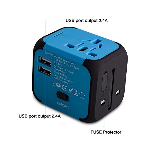 Adaptador Enchufe de Viaje Universal Dos Puertos USB para US EU AU de 150 Países