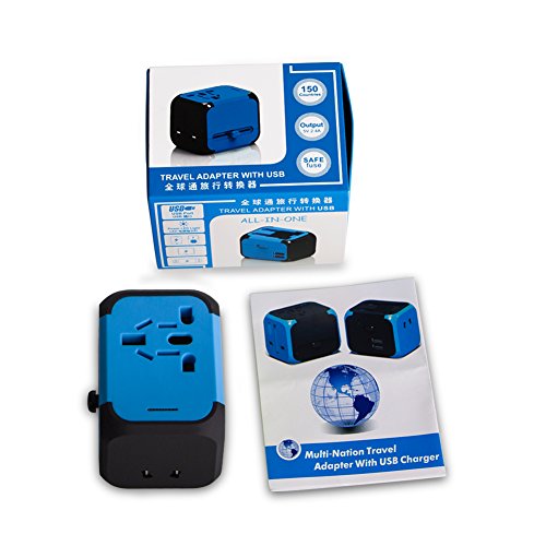 Adaptador Enchufe de Viaje Universal Dos Puertos USB para US EU AU de 150 Países