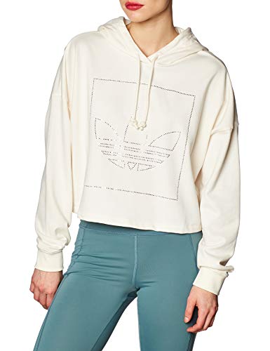 Adidas Crop Hoodie Sweatshirt, Mujer, Chalk White, 44