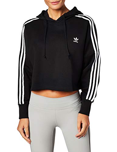 Adidas Cropped Hoodie Sweatshirts, Mujer, Black, 34