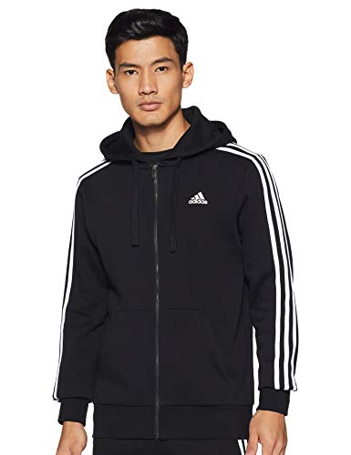 adidas ESS 3S FZ B Sudadera, Negro (Negro/Blanco), M para Hombre