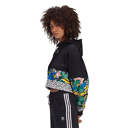adidas Originals Cropped Hoodie Sudadera con Capucha, Negro/Multco, 46 Womens