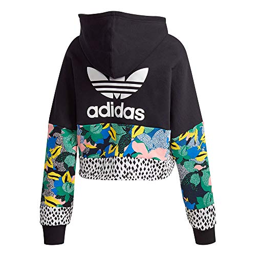 adidas Originals Cropped Hoodie Sudadera con Capucha, Negro/Multco, 46 Womens