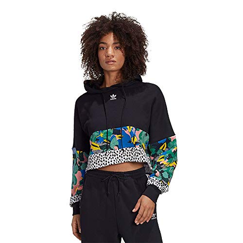 adidas Originals Cropped Hoodie Sudadera con Capucha, Negro/Multco, 46 Womens